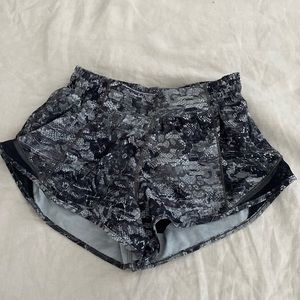 Lululemon Hotty Hot Shorts. 2.5 inseam. Gray/white/black in color. Size 4.